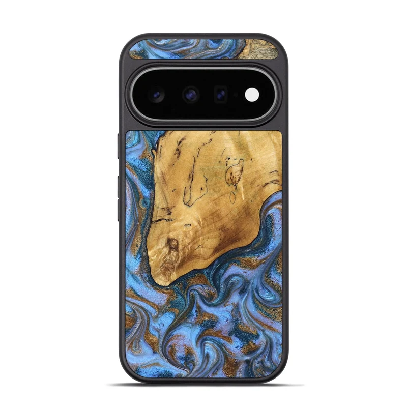 Pixel 11 Pro Wood Phone Case - Tristen (Teal & Gold, 829446)