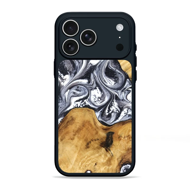 iPhone 17 Pro Max Wood Phone Case - Alexis (Black & White, 829453)