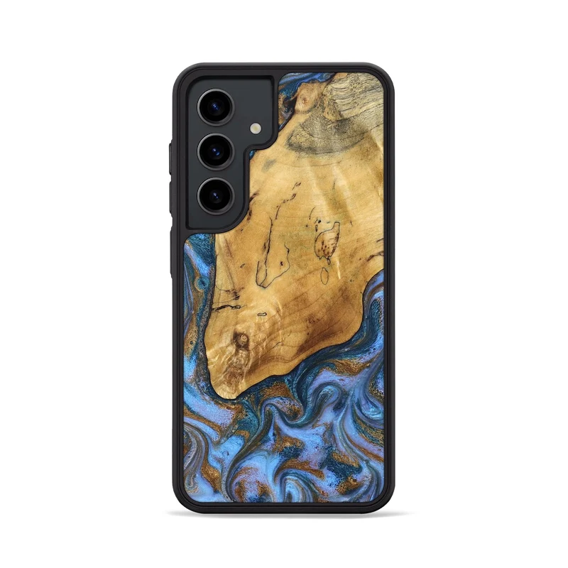 Galaxy S24 Wood Phone Case - Tristen (Teal & Gold, 829446)
