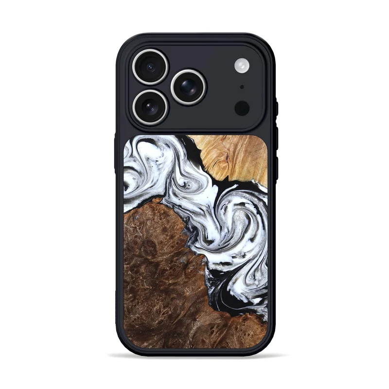 iPhone 17 Pro Wood Phone Case - Lue (Black & White, 829448)