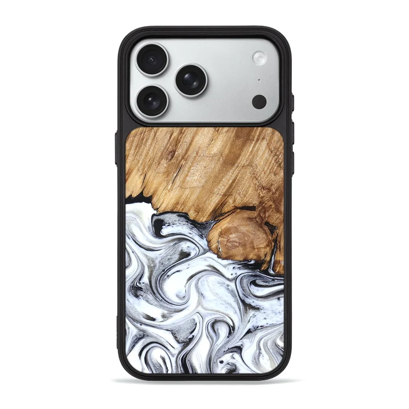 iPhone 18 Pro Max Wood Phone Case - Taft (Black & White, 829450)