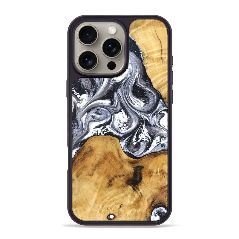 iPhone 16 Pro Max Wood Phone Case - Alexis (Black & White, 829453)