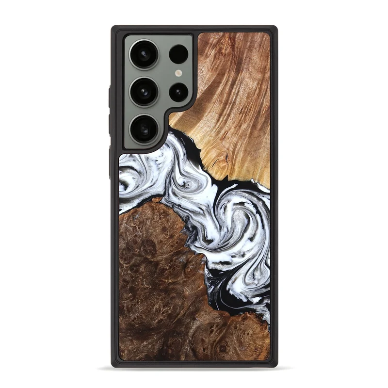 Galaxy S23 Ultra Wood Phone Case - Lue (Black & White, 829448)