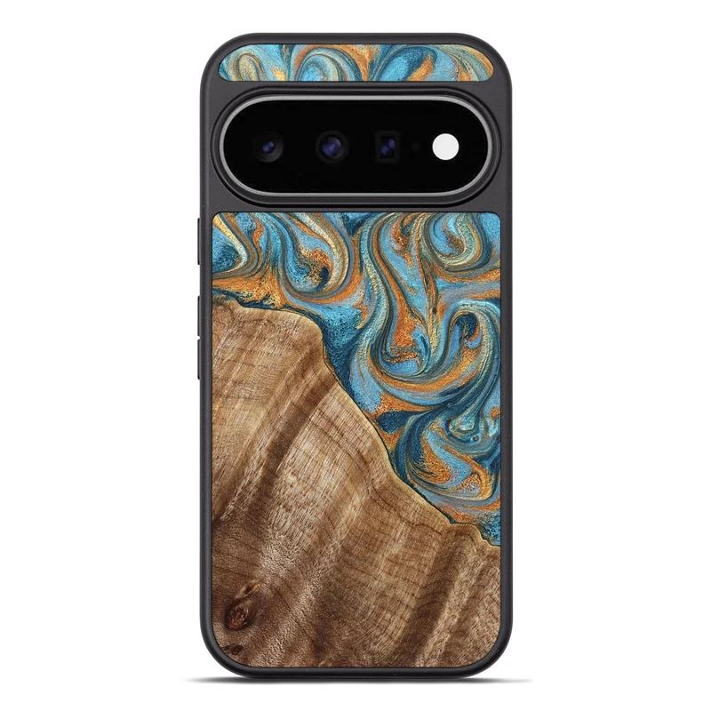 Pixel 11 Pro XL Wood Phone Case - Marylou (Teal & Gold, 829445)