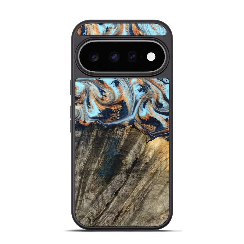 Pixel 11 Pro Wood Phone Case - Debra (Teal & Gold, 829443)