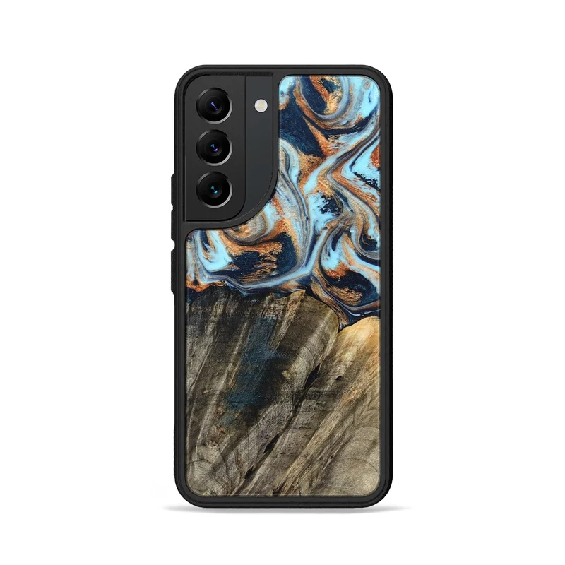 Galaxy S22 Wood Phone Case - Debra (Teal & Gold, 829443)