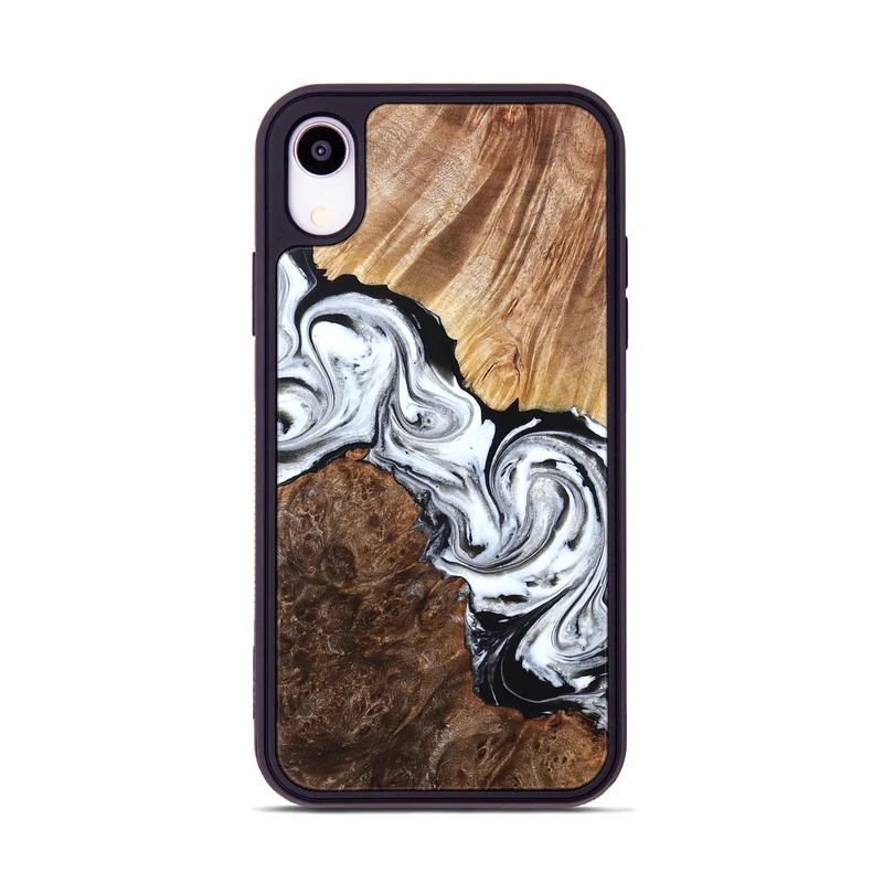 iPhone Xr Wood Phone Case - Lue (Black & White, 829448)