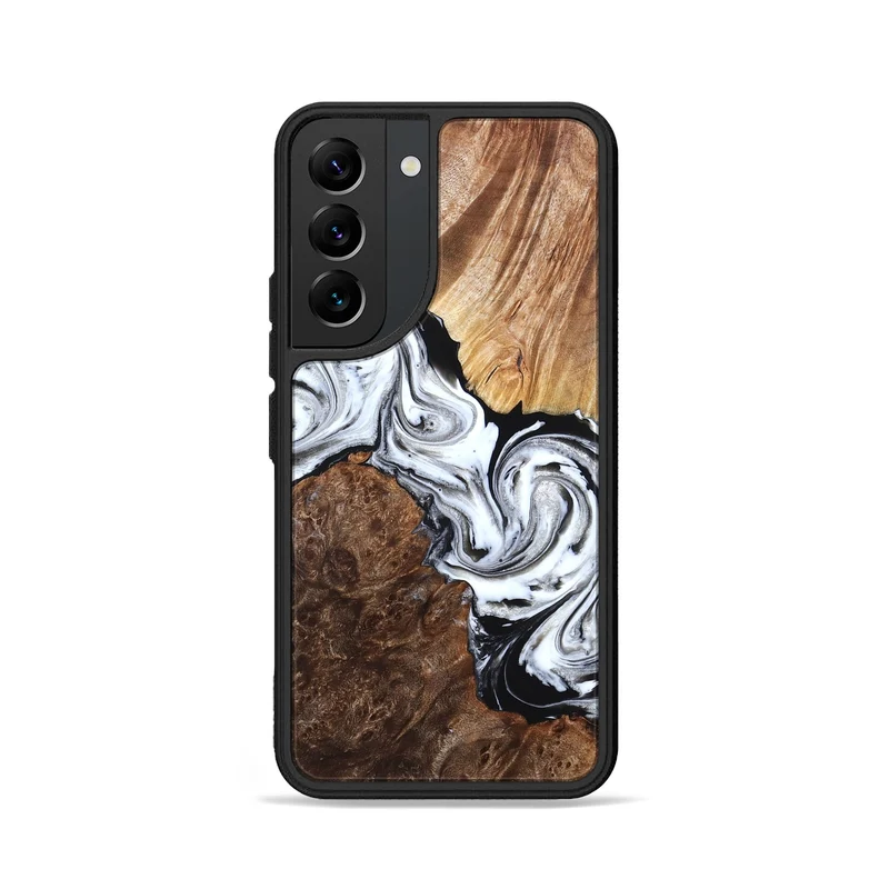 Galaxy S22 Wood Phone Case - Lue (Black & White, 829448)