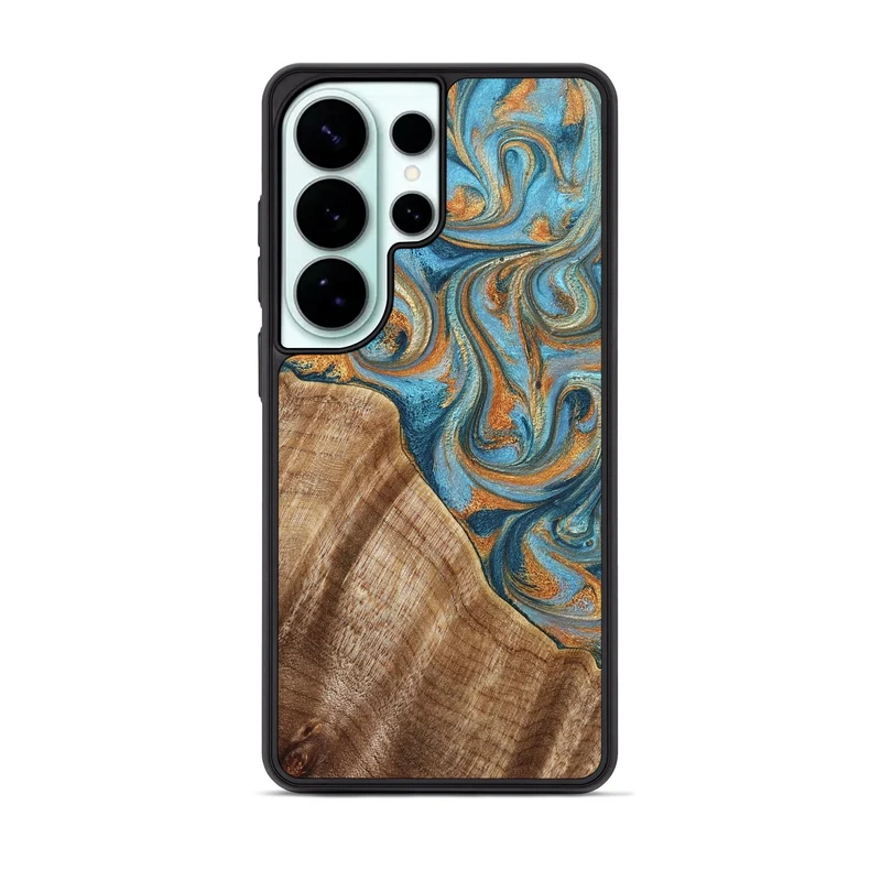 Galaxy S26 Ultra Wood Phone Case - Marylou (Teal & Gold, 829445)