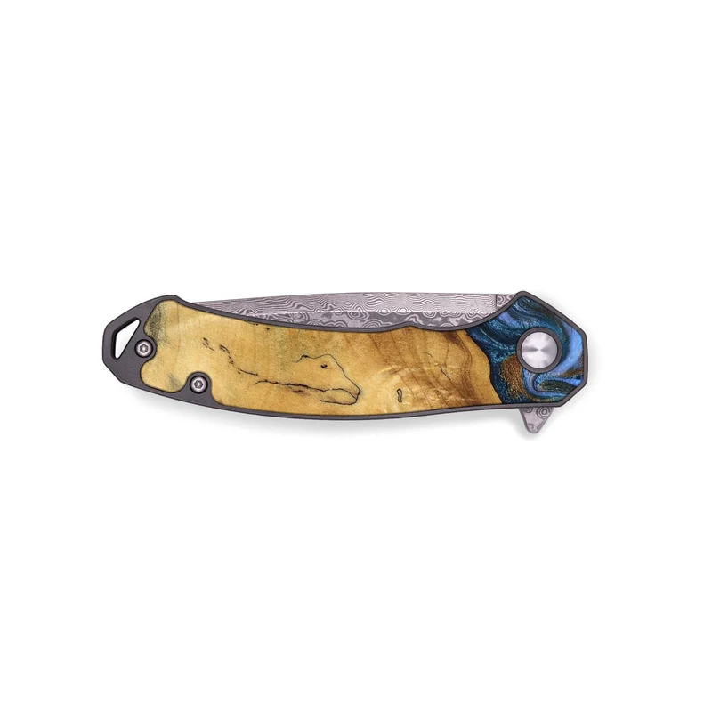 EDC Wood Pocket Knife - Tristen (Teal & Gold, 829446)