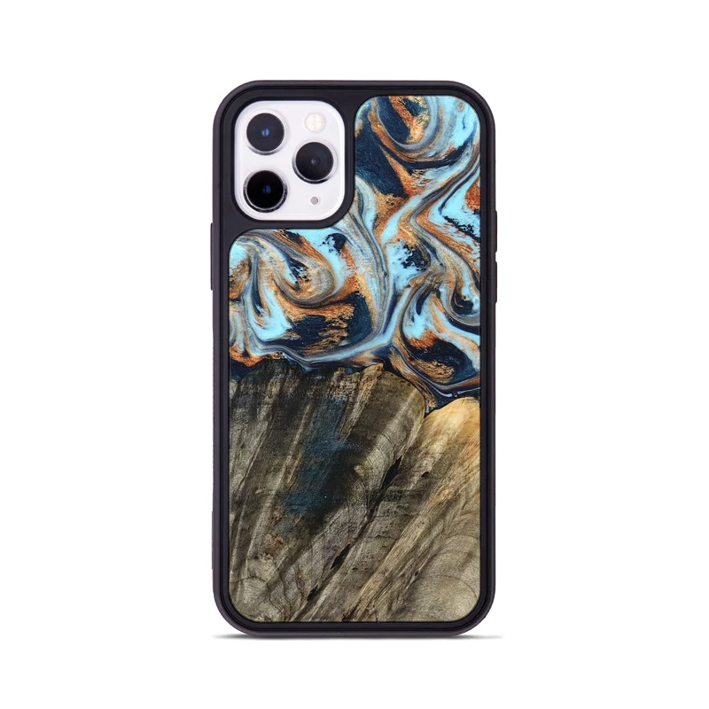 iPhone 11 Pro Wood Phone Case - Debra (Teal & Gold, 829443)