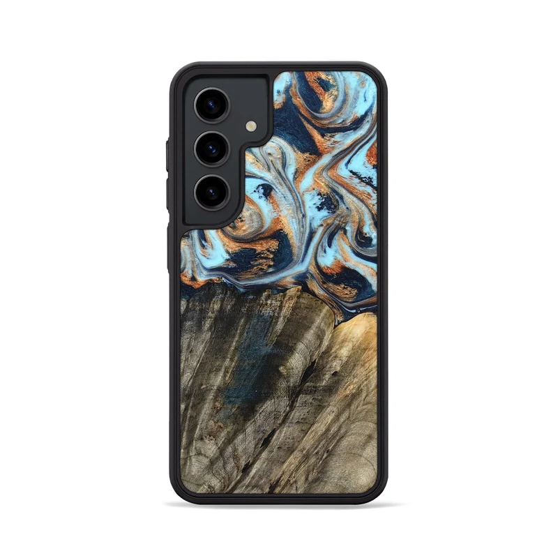Galaxy S24 Wood Phone Case - Debra (Teal & Gold, 829443)