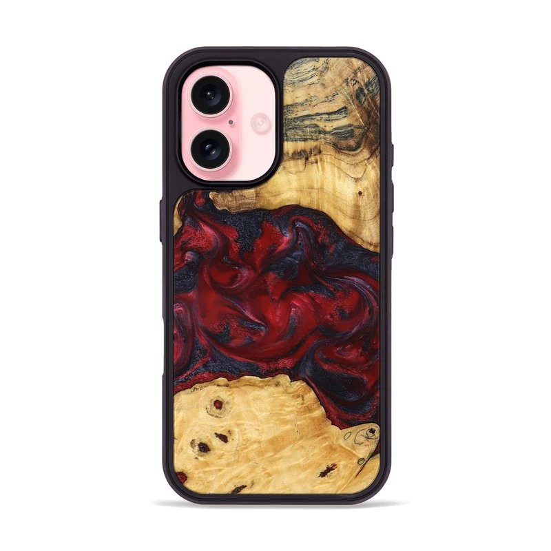 iPhone 16 Wood Phone Case - Geneva (Red, 829431)