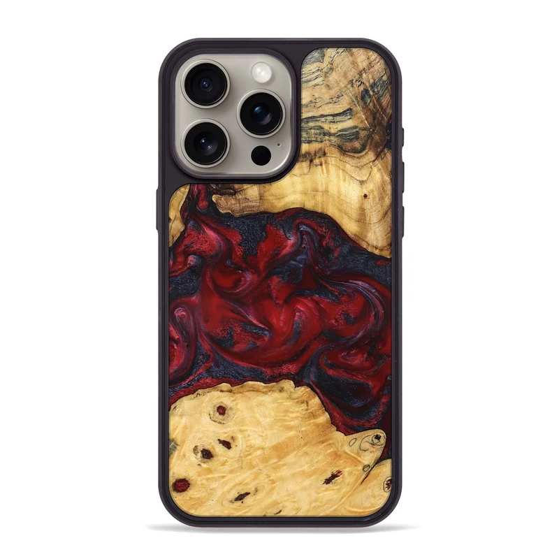 iPhone 15 Pro Max Wood Phone Case - Geneva (Red, 829431)