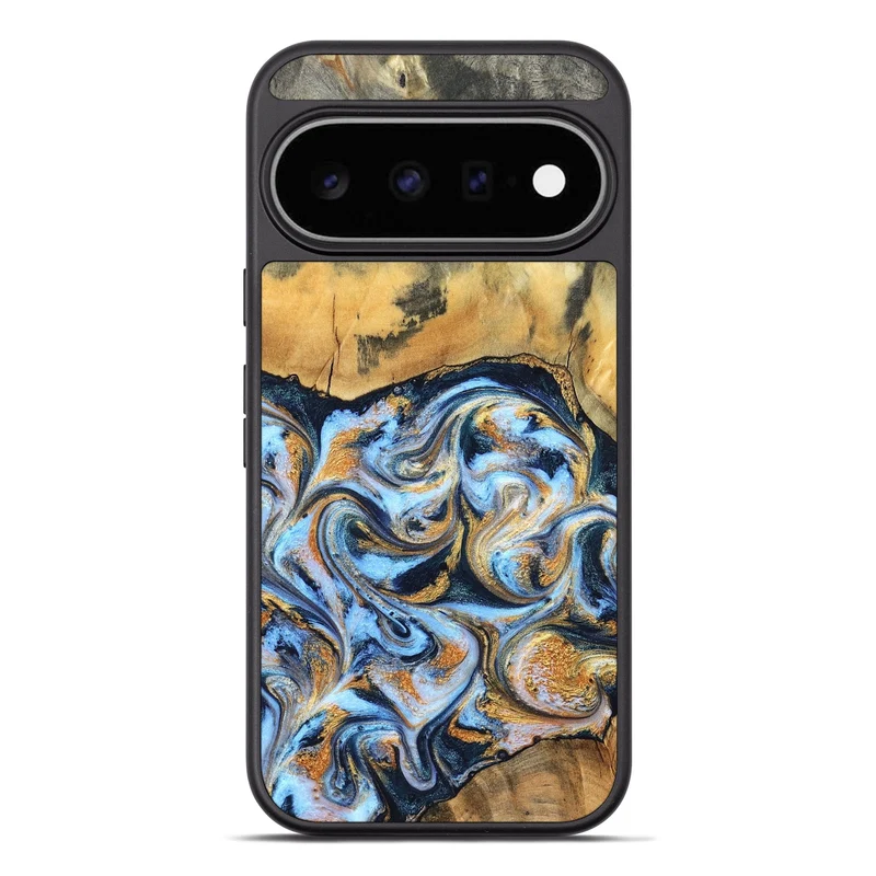 Pixel 11 Pro XL Wood Phone Case - Ellen (Teal & Gold, 829416)