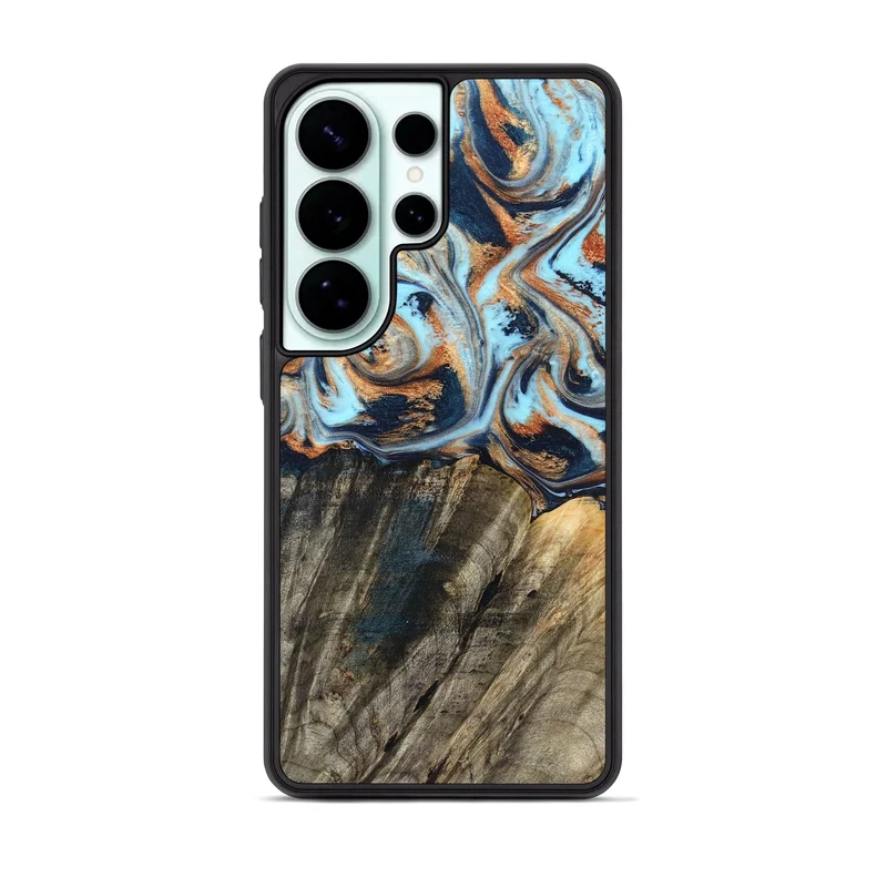 Galaxy S26 Ultra Wood Phone Case - Debra (Teal & Gold, 829443)