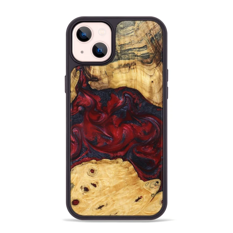 iPhone 14 Plus Wood Phone Case - Geneva (Red, 829431)