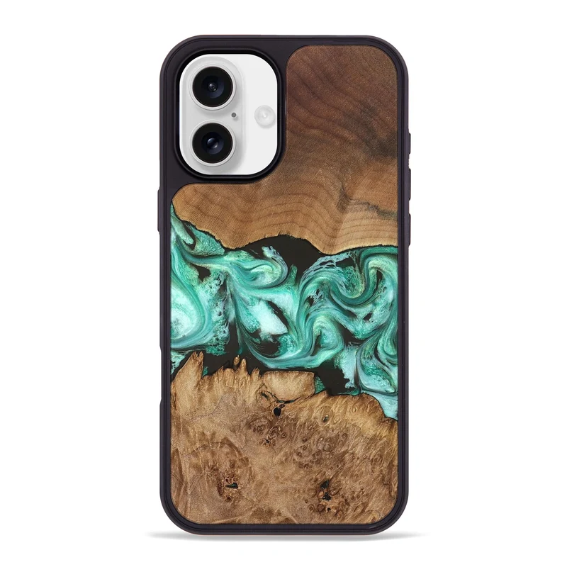 iPhone 16 Plus Wood Phone Case - Jamir (Green, 829420)