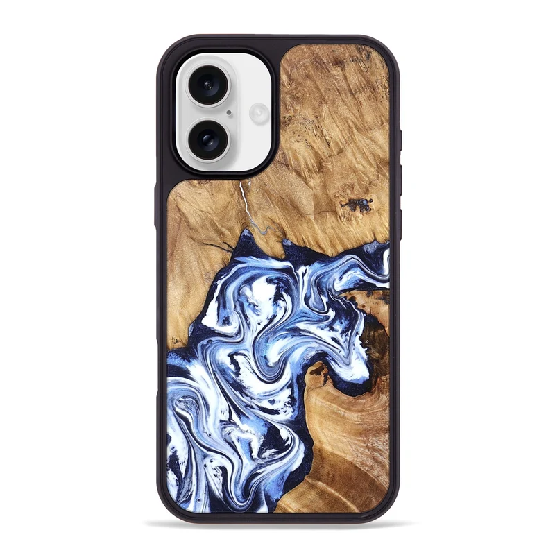 iPhone 16 Plus Wood Phone Case - Paxton (Blue, 829358)