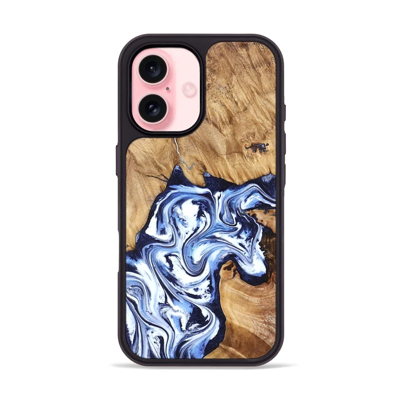 iPhone 16 Wood Phone Case - Paxton (Blue, 829358)