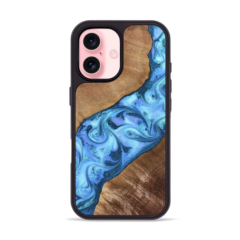 iPhone 16 Wood Phone Case - Karlie (Blue, 829385)