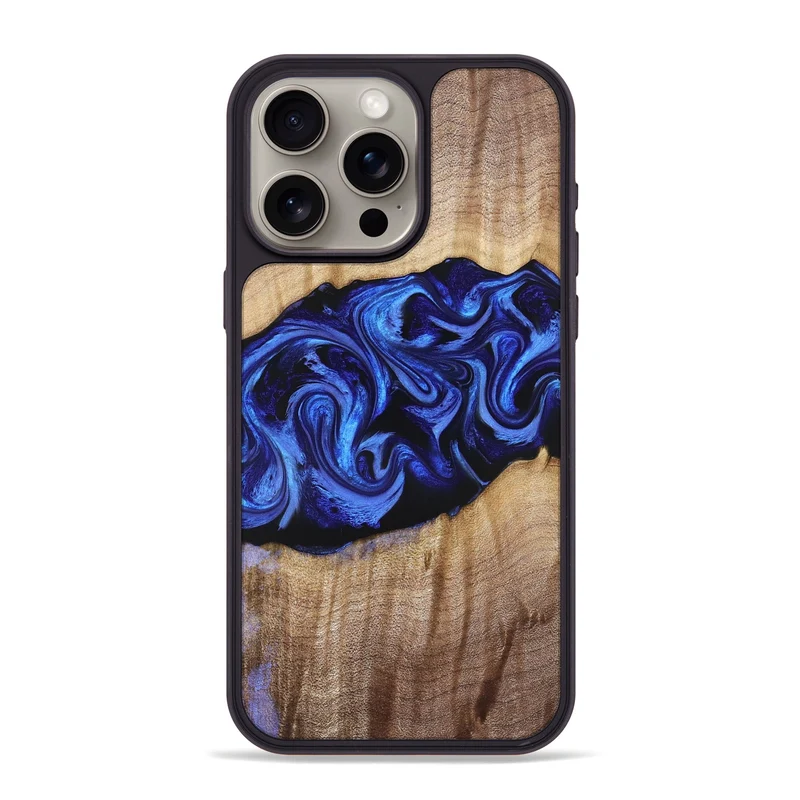 iPhone 15 Pro Max Wood Phone Case - Manilla (Blue, 829384)