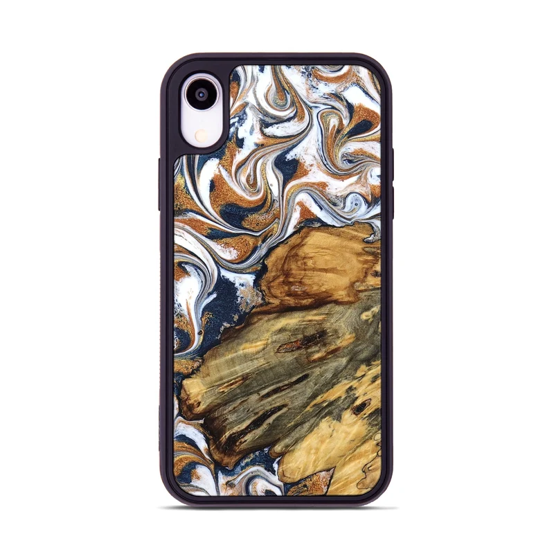 iPhone Xr Wood Phone Case - Jessica (Teal & Gold, 829408)