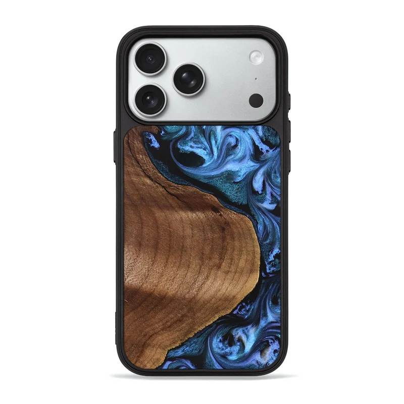 iPhone 18 Pro Max Wood Phone Case - Mahlon (Blue, 829407)