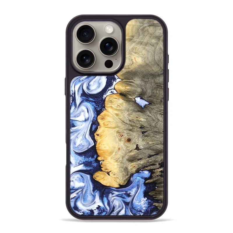 iPhone 16 Pro Max Wood Phone Case - Terese (Blue, 829406)