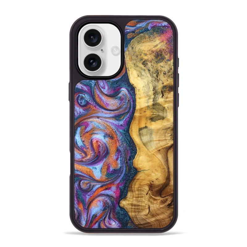 iPhone 16 Plus Wood Phone Case - Tiara (Blue, 829402)