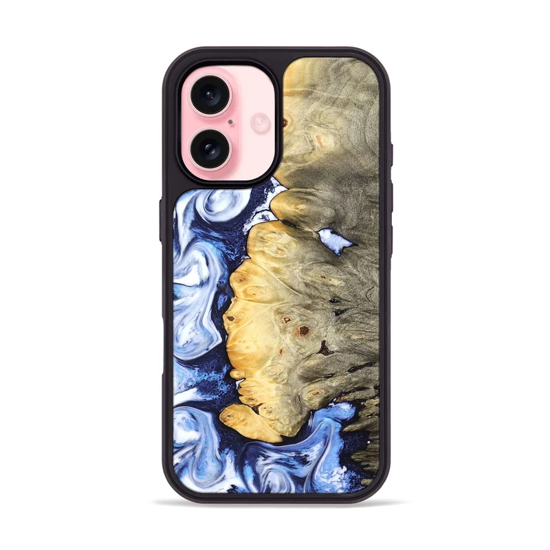 iPhone 16 Wood Phone Case - Terese (Blue, 829406)