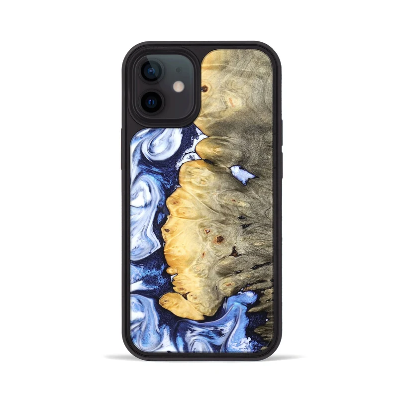 iPhone 12 Wood Phone Case - Terese (Blue, 829406)