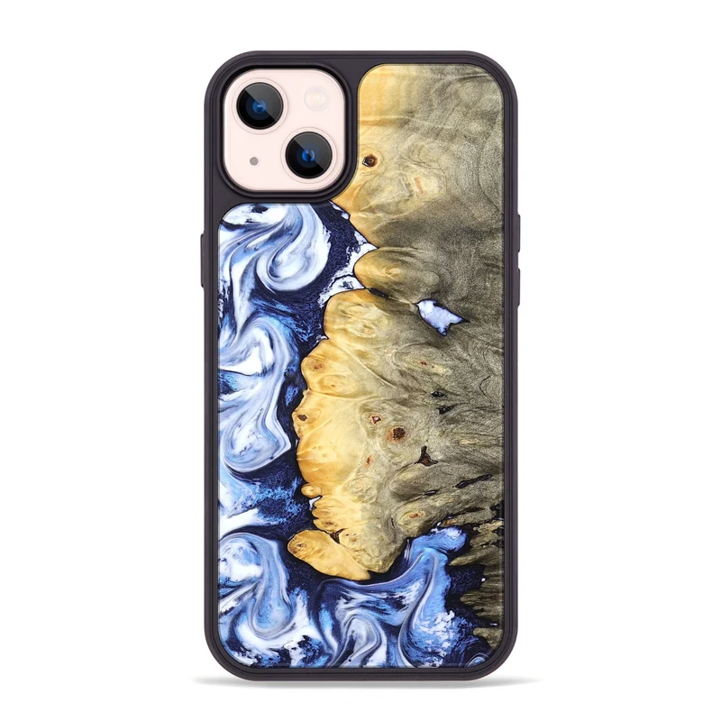 iPhone 14 Plus Wood Phone Case - Terese (Blue, 829406)