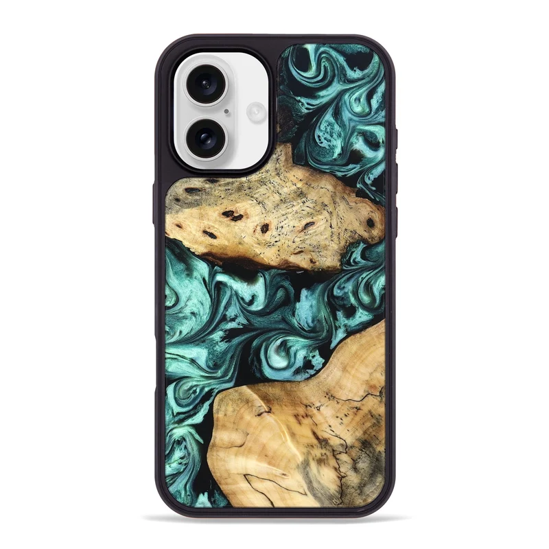 iPhone 16 Plus Wood Phone Case - Kasey (Green, 829390)