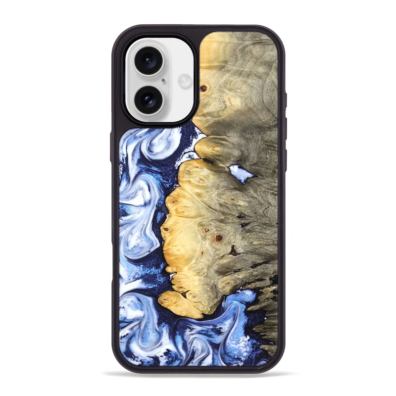 iPhone 16 Plus Wood Phone Case - Terese (Blue, 829406)