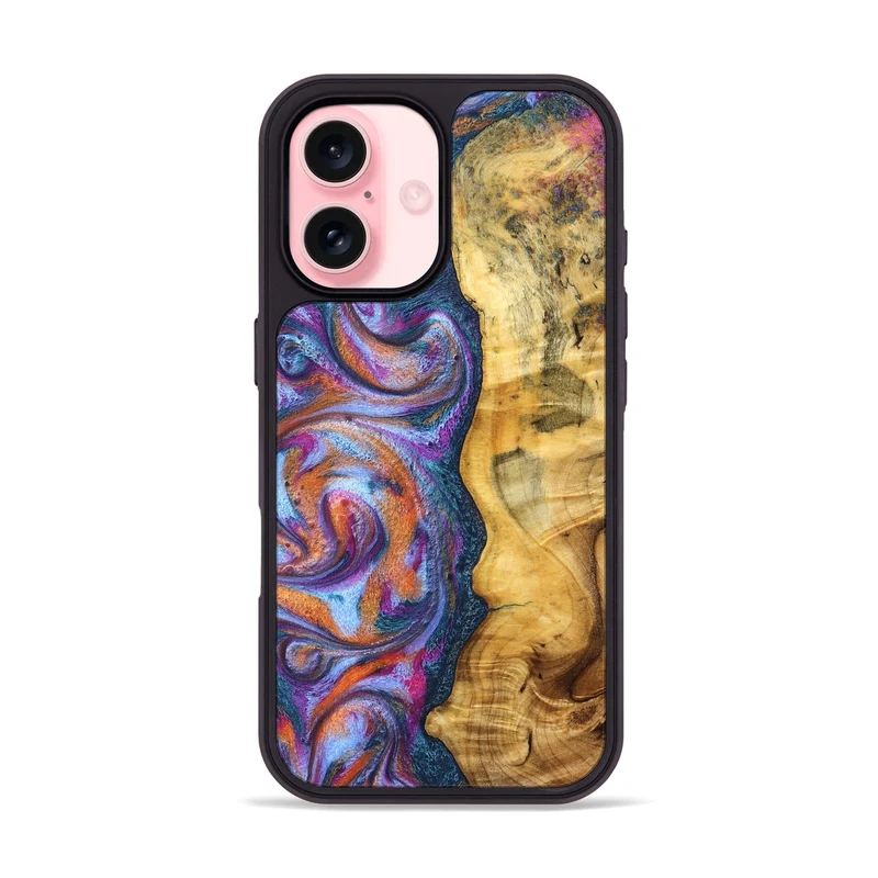 iPhone 16 Wood Phone Case - Tiara (Blue, 829402)