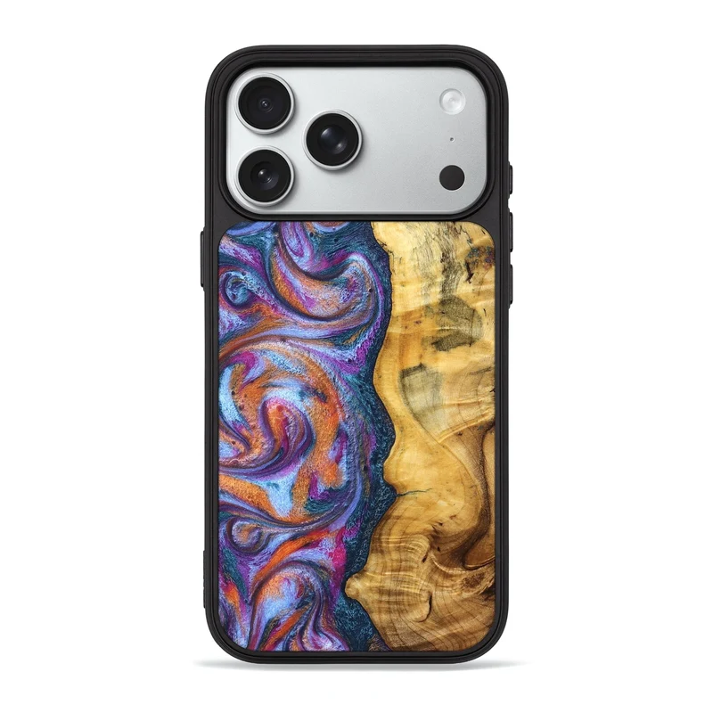 iPhone 18 Pro Max Wood Phone Case - Tiara (Blue, 829402)