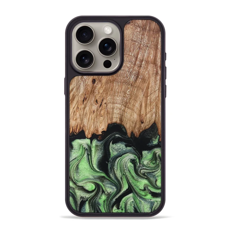 iPhone 15 Pro Max Wood Phone Case - Maximus (Green, 829389)