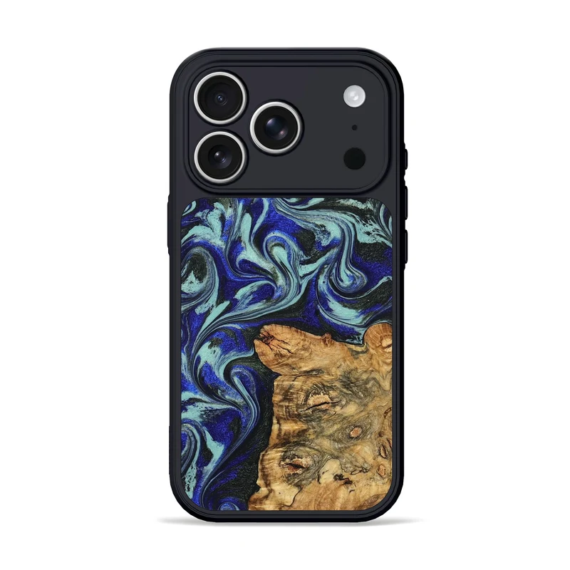 iPhone 17 Pro Wood Phone Case - Ina (Blue, 829397)