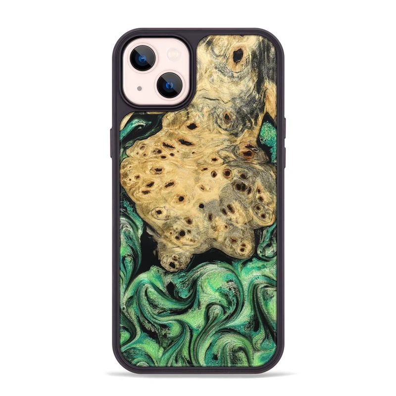 iPhone 14 Plus Wood Phone Case - Stella (Green, 829394)