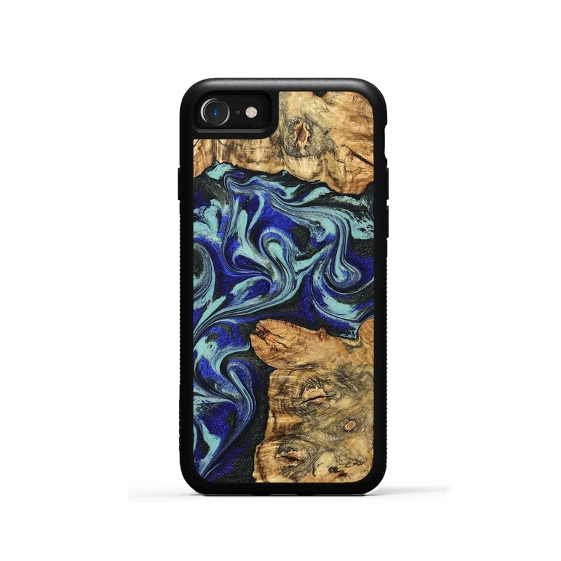iPhone SE Wood Phone Case - Ina (Blue, 829397)