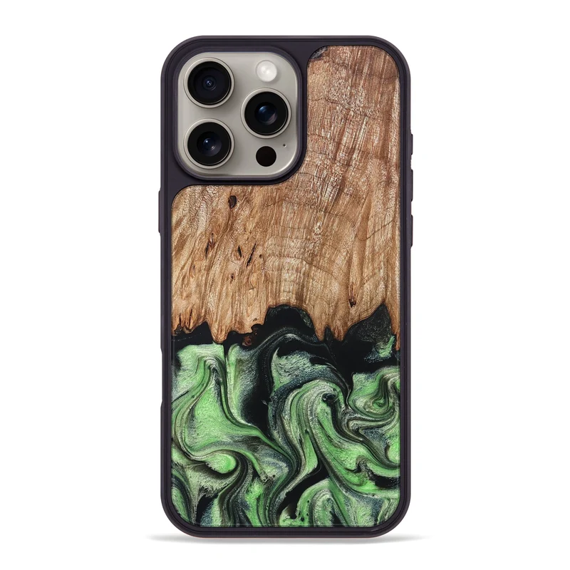 iPhone 16 Pro Max Wood Phone Case - Maximus (Green, 829389)