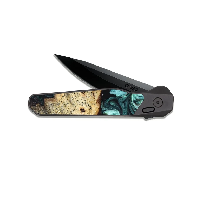 EDC Dark Slate Wood Pocket Knife - Kasey (Green, 829390)