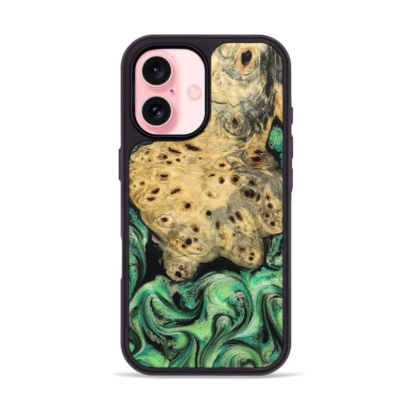iPhone 16 Wood Phone Case - Stella (Green, 829394)