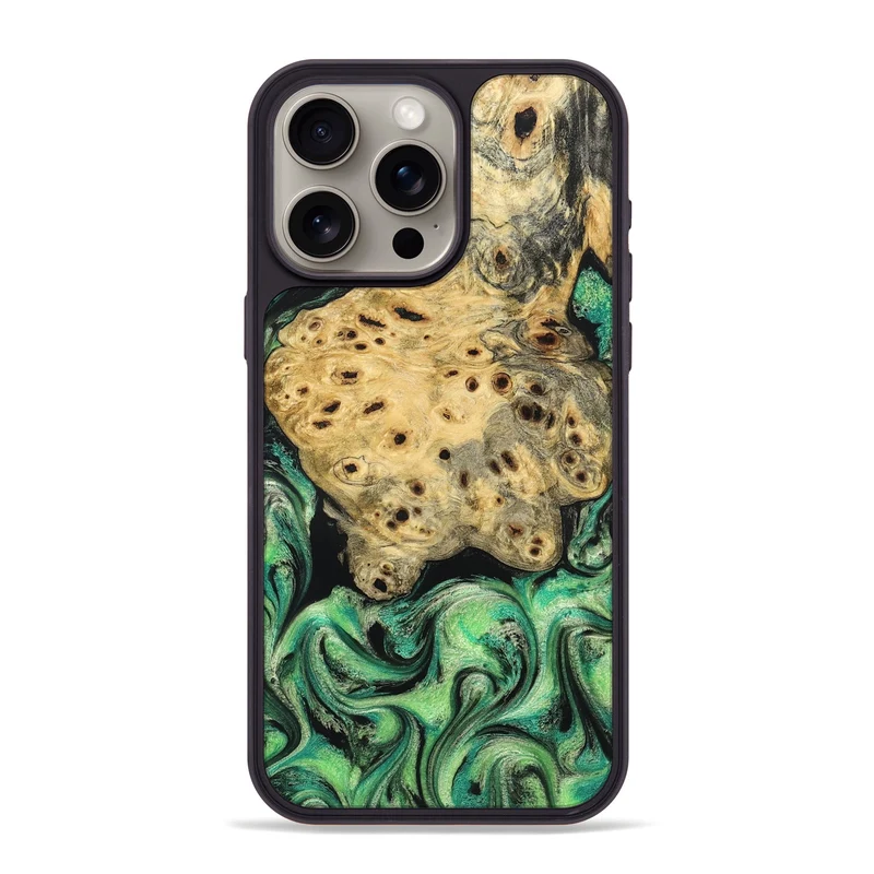 iPhone 15 Pro Max Wood Phone Case - Stella (Green, 829394)