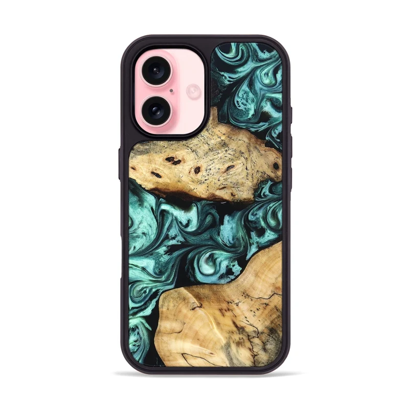 iPhone 16 Wood Phone Case - Kasey (Green, 829390)