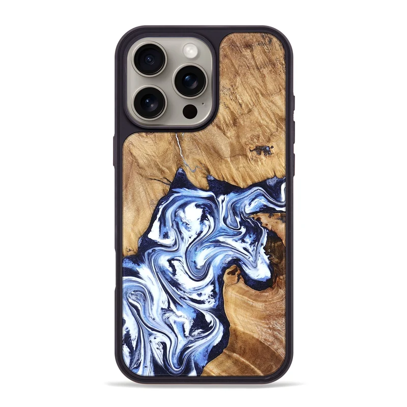 iPhone 16 Pro Max Wood Phone Case - Paxton (Blue, 829358)