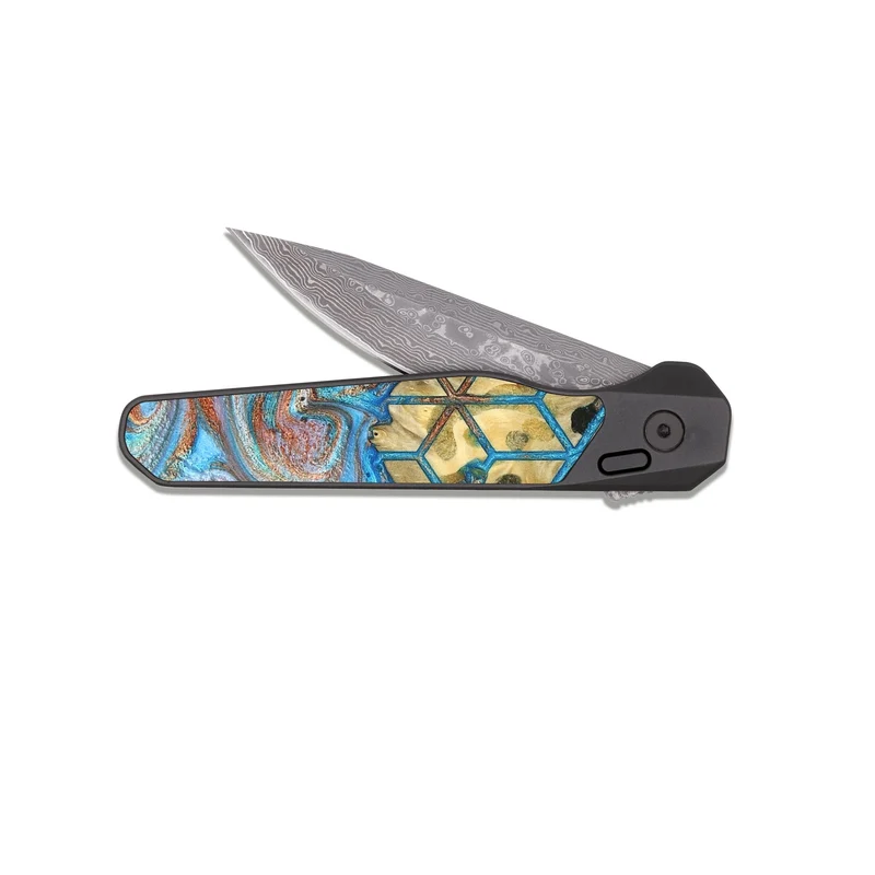 EDC Dark Damascus Wood Pocket Knife - Dollie (Pattern, 829368)
