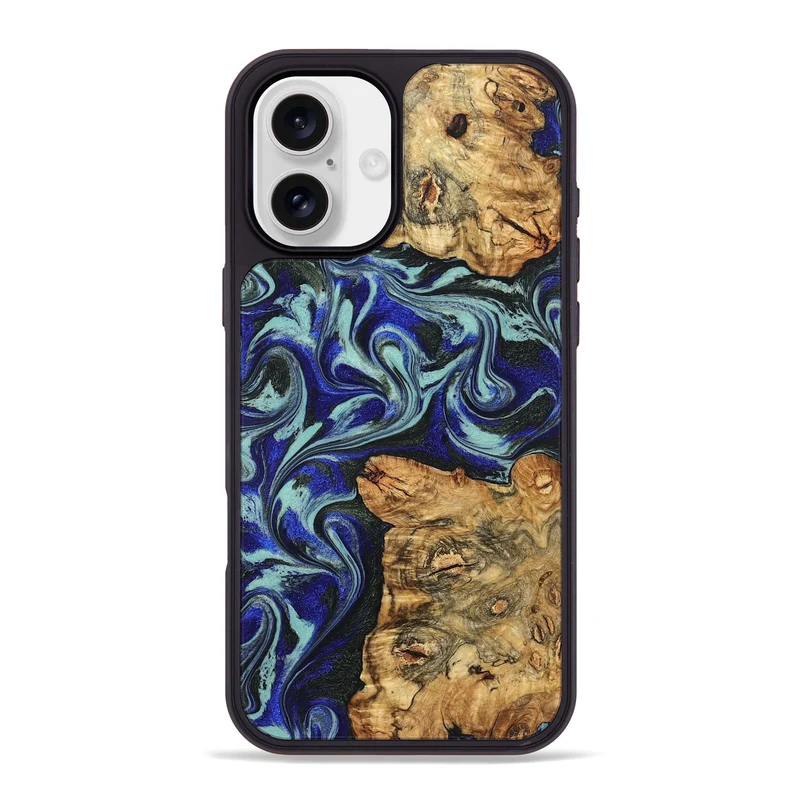 iPhone 16 Plus Wood Phone Case - Ina (Blue, 829397)