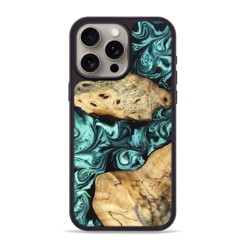 iPhone 15 Pro Max Wood Phone Case - Kasey (Green, 829390)